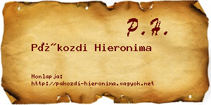 Pákozdi Hieronima névjegykártya